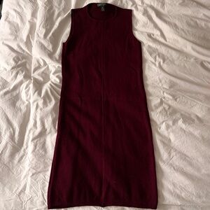 Ralph Lauren Merino Wool Midi Dress in Burgundy